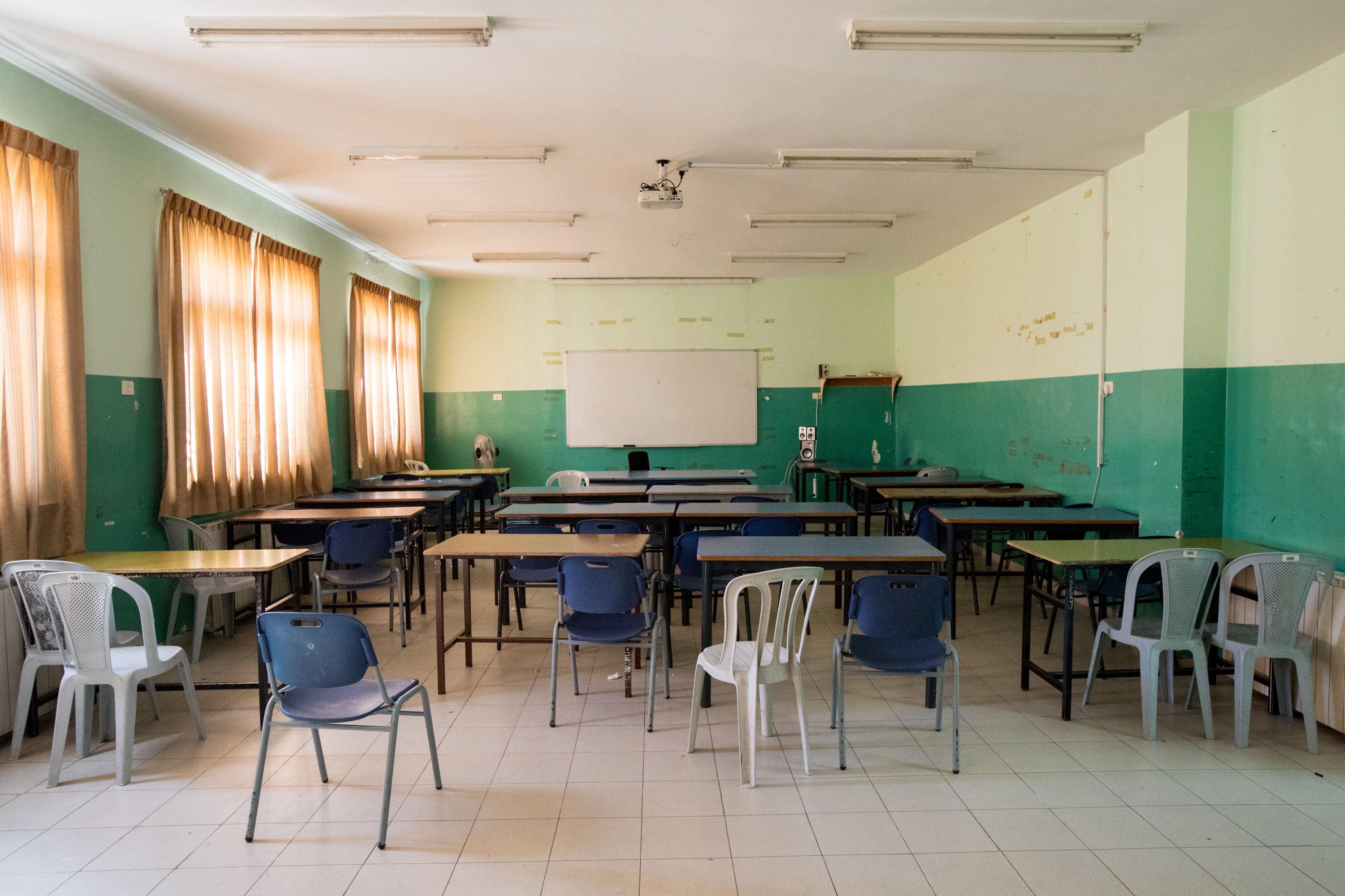One of the classrooms shows the age and wear and tear at the old Evangelical Lutheran School of Hope in Ramallah. Ben Gray / ELCJHL