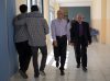 Evangelical Lutheran School of Hope Principal Naseef Muallem walks Bishop Dr. Munib Younan through the school during a visit for the first week of classes.