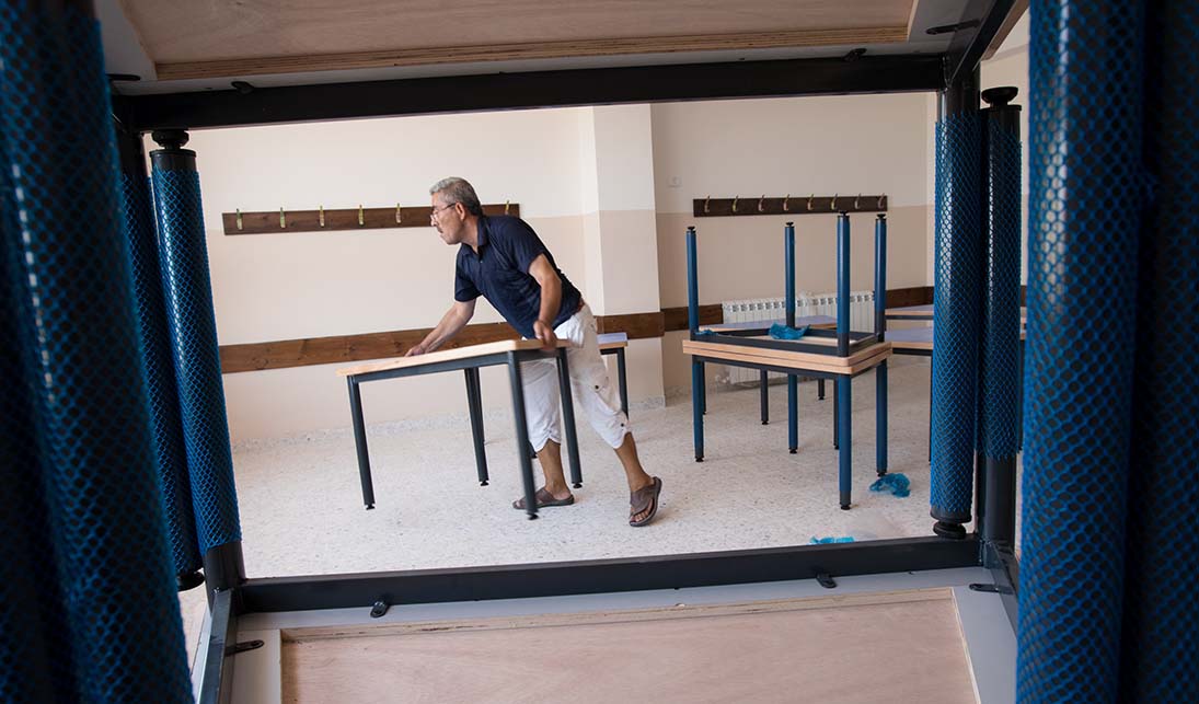 New furniture arrives at the new Lutheran School of Hope in Ramallah just before the beginning of the school year. One of the classrooms shows the age and wear and tear at the old Evangelical Lutheran School of Hope in Ramallah. Ben Gray / ELCJHL