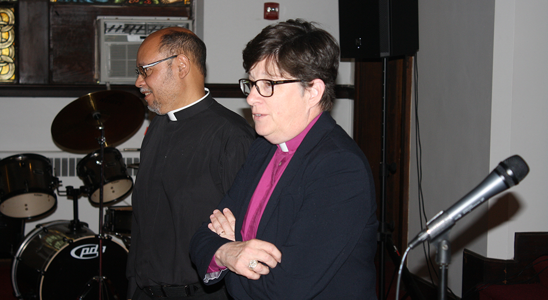 Ramón Collazo (pictured alongside Bishop Eaton), pastor and mission developer of Santa Isabel Lutheran Church, Elizabeth, N.J., convened the group that visited the detention center.