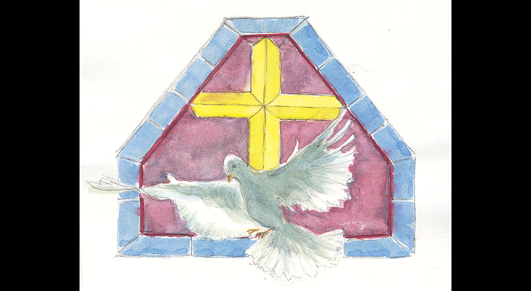 cross with dove