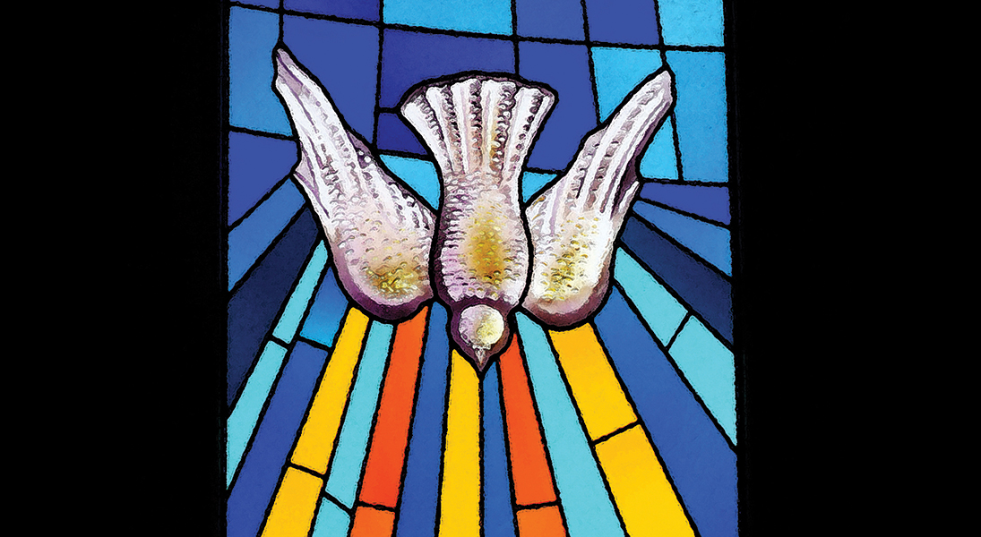 Stained glass window in a church, at Portugal