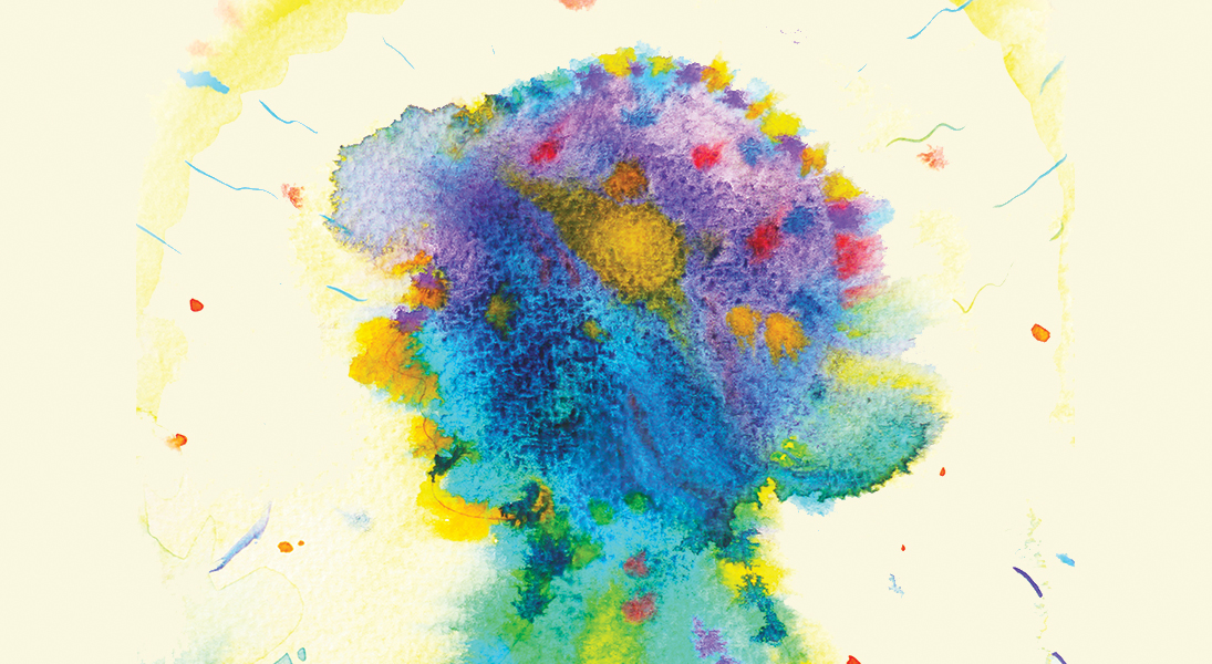 human head, chakra power, inspiration abstract thinking, world, universe inside your mind, watercolor painting