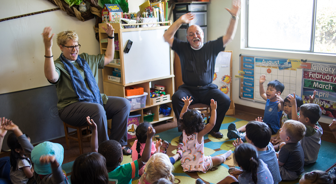 leaders with children