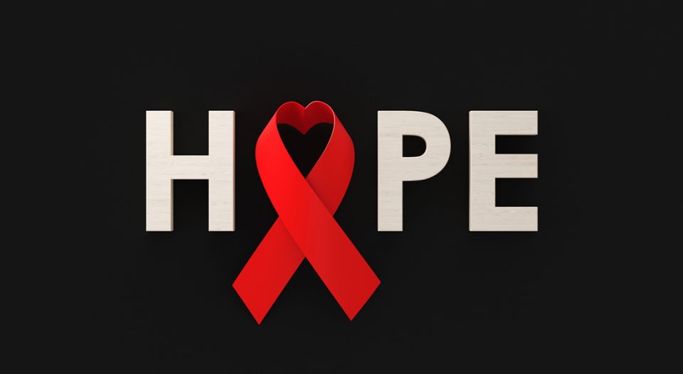 Red ribbon for World AIDS Day - Hope