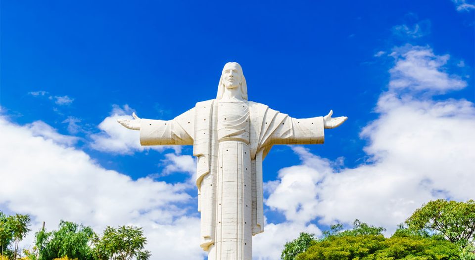 The largest statue of Jesus Christ in the world, the Cristo de la Concordia in Cochabamba, Bolivia.