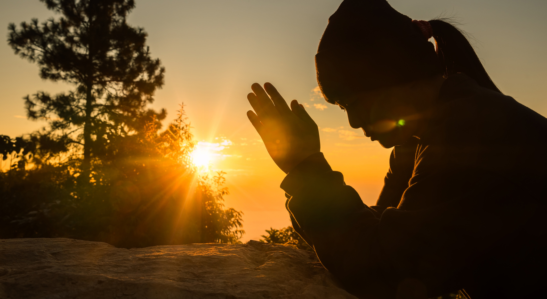 Woman prays