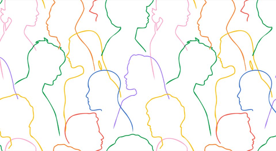 Outlines of different kids of people